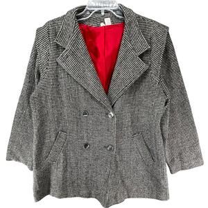 Vintage Union Made Peacoat 16‎ Black White Houndstooth Double Breasted Jacket